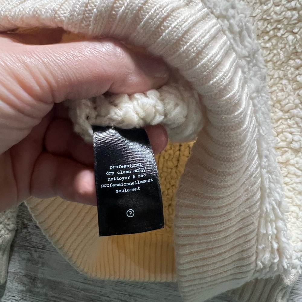 Rag & Bone Fuzzy Sherpa Popcorn Cream Sweater Siz… - image 6